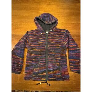 Medium Little Kathmandu Wool Hoodie Nepal Sweater Zipper Zip Striped